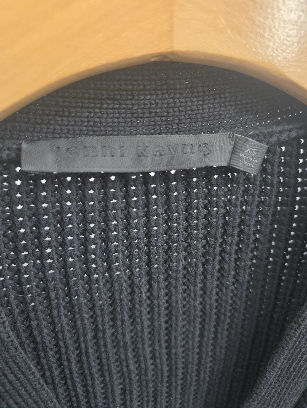 Jenni Kayne Cocoon Cardigan Button Sweater Black Ribbed Cotton